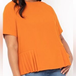 NWOT ELOQUII Orange 🍊 Top Tee Ruffle layer front  Plus Size 14